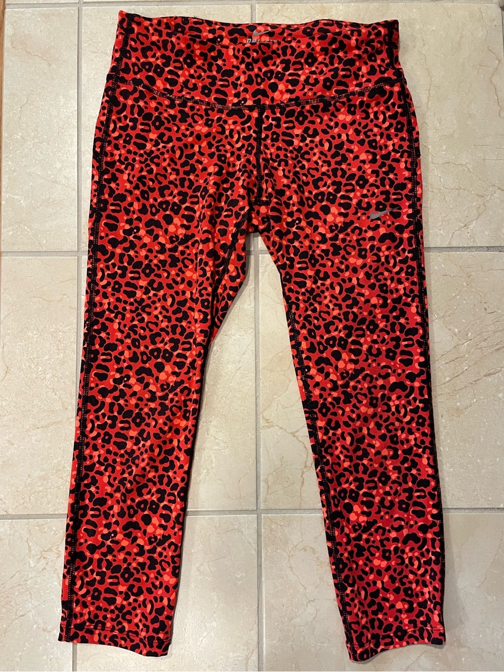Nike Dri-Fit black & orange Leopard Print Leggings